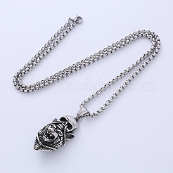 Мужские ожерелья с подвеской в виде черепа волка из нержавеющей стали 304 в стиле ретро-рок-панк KY0684