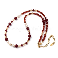 Ожерелья из натурального сердолика (окрашенного и нагретого) NJEW-U026-24G