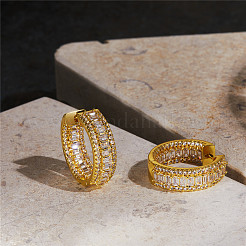 Серьги-кольца huggie из латуни с микропаве с кубическим цирконием JE019A-X