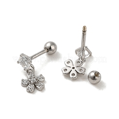 925 женская серьга-гвоздик из стерлингового серебра с микропаве из циркония EJEW-E307-05P