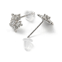 Латунные серьги-гвоздики на рождественскую тематику EJEW-D062-01K-P