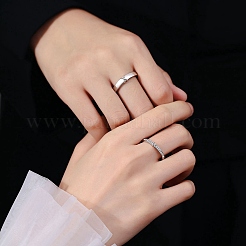 Регулируемые парные кольца из латуни на День святого Валентина с прозрачным фианитом RJEW-Z023-01B