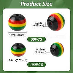 150 шт. 2 стиля ганские ямайские регги полосатые смоляные бусины&nbsp;RESI-YW0005-53