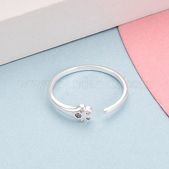 925 открытое кольцо-манжета из стерлингового серебра с микропаве из прозрачных кубических цирконий для женщин&nbsp;STER-N016-143S