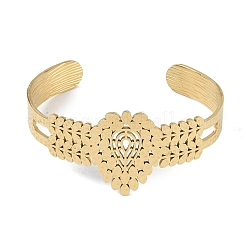 Браслеты-манжеты из нержавеющей стали 304 с полыми листьями для женщин&nbsp;BJEW-U002-07G