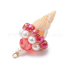 4 шт. подвески из ракушек и стекла 4 цветов&nbsp;PALLOY-TA00359