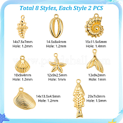 16 шт. 8 стиля латунных подвесок на тему океана&nbsp;KK-GA0002-34