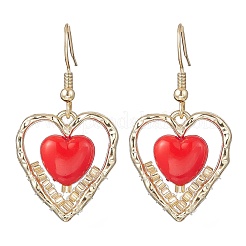 Серьги-подвески из стеклянных бусин в форме сердца&nbsp;EJEW-MZ00651
