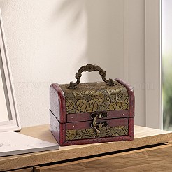 Вырезанная полая 1шт винтажная деревянная шкатулка для украшений&nbsp;AJEW-CL0001-12B