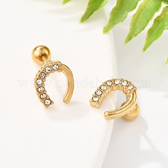 Серьги-гвоздики из нержавеющей стали 304 с прозрачным кубическим цирконием&nbsp;STAS-E502-02G-02