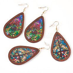 2 пара двухцветных акриловых сережек-подвесок для женщин&nbsp;EJEW-TA0001-53B