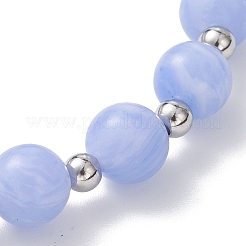 Браслеты из натуральных окрашенных синих кружевных бусин агата для женщин&nbsp;BJEW-JB12930