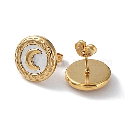 6 пара сережек-гвоздиков из натуральных ракушек в форме полумесяца EJEW-A024-14