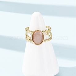 Кольца-манжеты «кошачий глаз» из нержавеющей стали 304 со стеклянными вставками для женщин&nbsp;RJEW-K309-40C