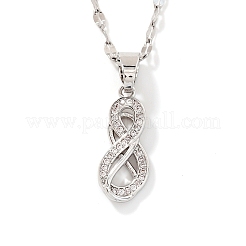 Ожерелья с подвесками в виде ленты из латуни с микропаве из прозрачных кубических цирконий в стиле хип-хоп&nbsp;VJ5246-1