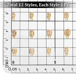 12 шт. 12 стиля латунных трубчатых дужек с микропаве из кубического циркония KK-PH0013-23