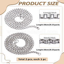 2 шт. 2 стиля 304 нержавеющая сталь цепочка ожерелье&nbsp;NJEW-LP0003-30