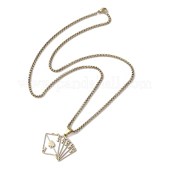 Ожерелья с подвеской в виде полой игральной карты 201 из нержавеющей стали NJEW-K253-28G