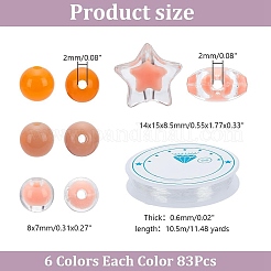 Наборы для самостоятельного изготовления браслета из акриловых звезд и круглых бусин&nbsp;DIY-AR0004-20