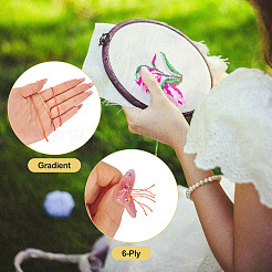 6 шт. 6-х цветные сегментно окрашенные полиэстеровые нитки для вышивки DIY-TAC0020-72