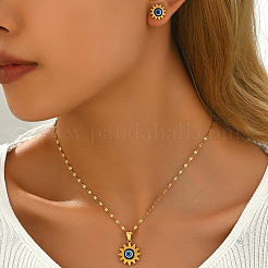 Винтажный комплект из 201 нержавеющей стали и пластика с солнцем от сглаза и подвесками для женщин EW9229