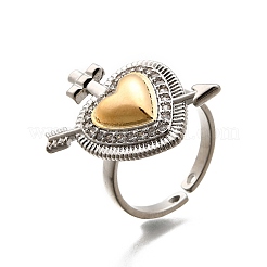 Кольца-манжеты в готическом стиле из латуни с микропаве из прозрачных кубических цирконий для женщин RJEW-U051-02D-GP