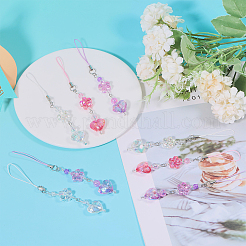 9 шт. 3-х цветные акриловые ремешки для мобильных телефонов HJEW-GO00075