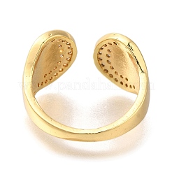 Открытые манжеты из латуни с микро-паве и кубическим цирконием для женщин RJEW-S244-01G-B