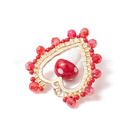 Лэмпворк в виде гриба ручной работы с круглыми стеклянными бусинами класса А и подвесками из сплава с открытыми задними панелями и подвесками из гальванизированного стекла PALLOY-MZ00689