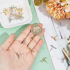 24 шт. 2-х цветная фурнитура для сережек-гвоздиков в виде банта из латуни KK-BC0013-68