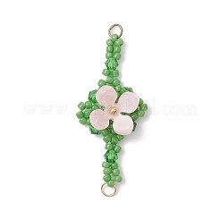 3 шт. 3-цветные подвески-соединители из ацетата целлюлозы (смолы) и стеклянных бусин в форме цветка&nbsp;PALLOY-MZ01006