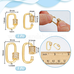 2 шт. 2 цвета 925 подвески-карабин с винтовым замком из стерлингового серебра со стразами&nbsp;STER-GA0001-17G