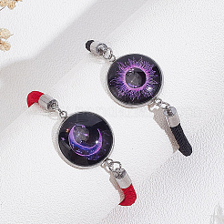 1 комплект из 2 шт. браслетов ко Дню святого Валентина из нержавеющей стали 304 с плоскими круглыми звеньями&nbsp;BJEW-LP0001-35B