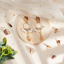 8 пара сережек-гвоздиков из прозрачной смолы и орехового дерева в двух стилях&nbsp;RESI-FH0001-43