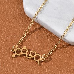 Ожерелья с подвесками из нержавеющей стали 304 с химическим символом&nbsp;NJEW-Z073-03G-06