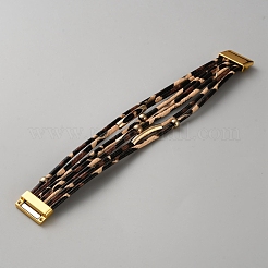 Многорядные браслеты из искусственной кожи для женщин BJEW-WH0030-01A