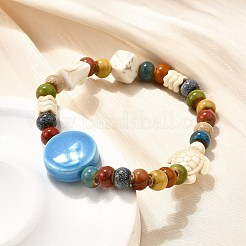 Браслеты из фарфоровых бусин ручной работы и синтетических бусин говлита для женщин BJEW-D307-01E