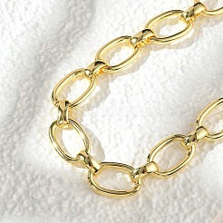 Латунные овальные звенья цепи браслеты для женщин мужчин BJEW-K273-11G
