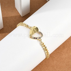 Латунь микро проложить кубического циркония браслеты ссылку BJEW-M050-06G-02
