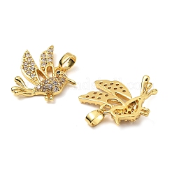 Латунные микропаве прозрачные подвески с фианитом&nbsp;KK-G533-07D-G