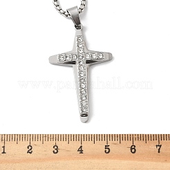 201 кулон-крест из нержавеющей стали с кристаллами и стразами&nbsp;LS-NJEW-H065-11P