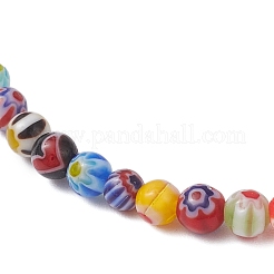 Браслеты из круглых бусин миллефиори ручной работы и синтетических бирюзовых бусин BJEW-JB12223