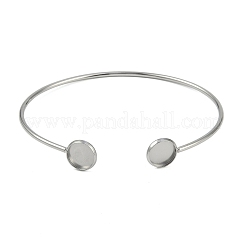 Заготовки для браслетов-манжет из нержавеющей стали 304 с плоским круглым подносом STAS-Z088-02P