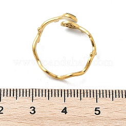 Кольца-манжеты из ракушек пауа из нержавеющей стали 304 в форме листа и плоского круглого сечения для женщин&nbsp;LS-RJEW-G346-01G-01