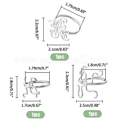 3 шт. 3 стиля латунной регулируемой фурнитуры для колец&nbsp;FIND-FI0001-06P