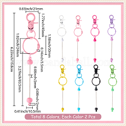 16 шт. 8-х цветные брелки-подвески из сплава и пластика&nbsp;FIND-SC0017-21