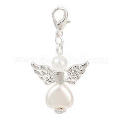 Пластиковый жемчужный ангел-подвеска в форме сердца HJEW-JM03579-02