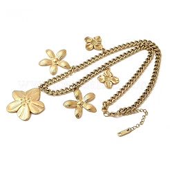 Ожерелья-нагрудники с цветочным кулоном из нержавеющей стали 304 для женщин NJEW-A063-02G