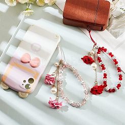 2 шт. 2 цвета пластик и полимерная глина ручной работы стеклянные стразы бусины мобильные ремешки MOBA-NB0001-02