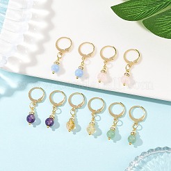 Круглые серьги-кольца из смеси натуральных и синтетических камней EJEW-JE06583